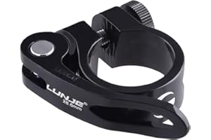 Azarxis Bike Seat Post Clamp Aluminium Alloy Release Seatpost Collar 28.6mm / 31.8mm / 34.9mm (Black, 34.9mm)