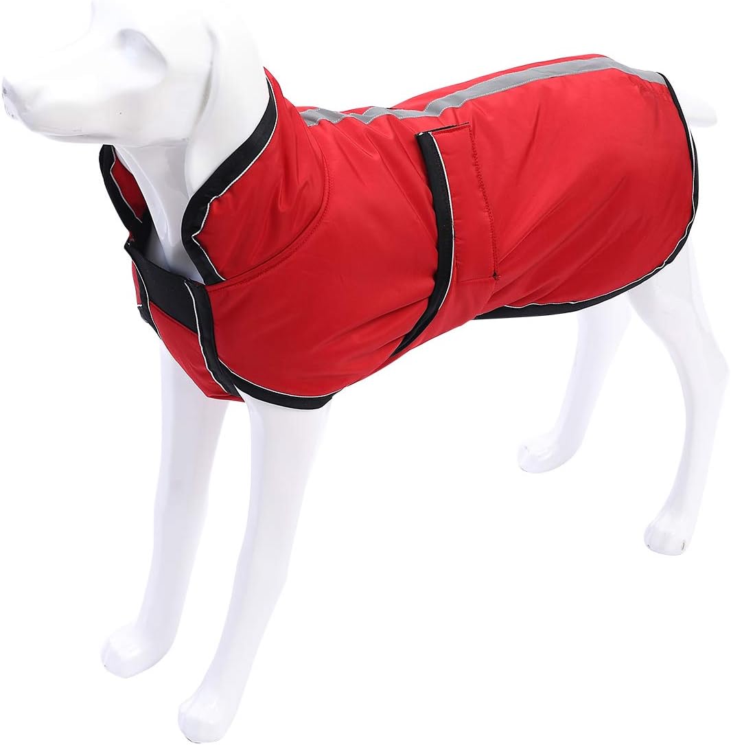 Geyecete Reflective Parka 300D Dog Coat, Waterproof Dog Jacket for Small Medium Large Dogs with Harness Hole-Red-S - Image 3