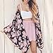 METFIT Women Boho Floral Chiffon Loose Shawl Kimono Cardigan Cover up Blouse (L, Floral)