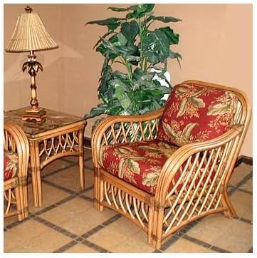 Wicker Armchair in Cinnamon (Nirvana Stripe Toffee (All Weather))