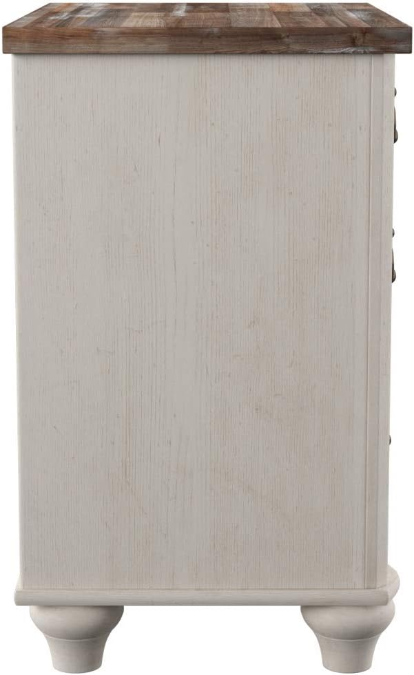 Ashley Furniture Signature Design - Willowton Nightstand - Rustic Farmhouse Style - White Wash: Furniture & Decor