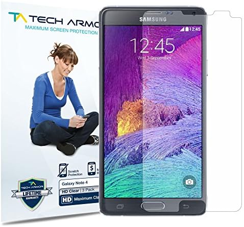 Galaxy Note 4 Screen Protector (Not Glass), Tech Armor High Definition HD-Clear Samsung Galaxy Note 4 Film Screen Protector [3-Pack]