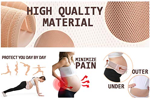 Maternity Belt - Pregnancy Support Belt, Adjustable Belly Band for Prenancy, Breathable Abdominal Binder, Back Support, Beige