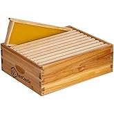 BeeCastle 10 Frame Assembled Medium Honey Super Bee Hive Box with Beehive Frames & Beeswax Coated Foundation Sheets