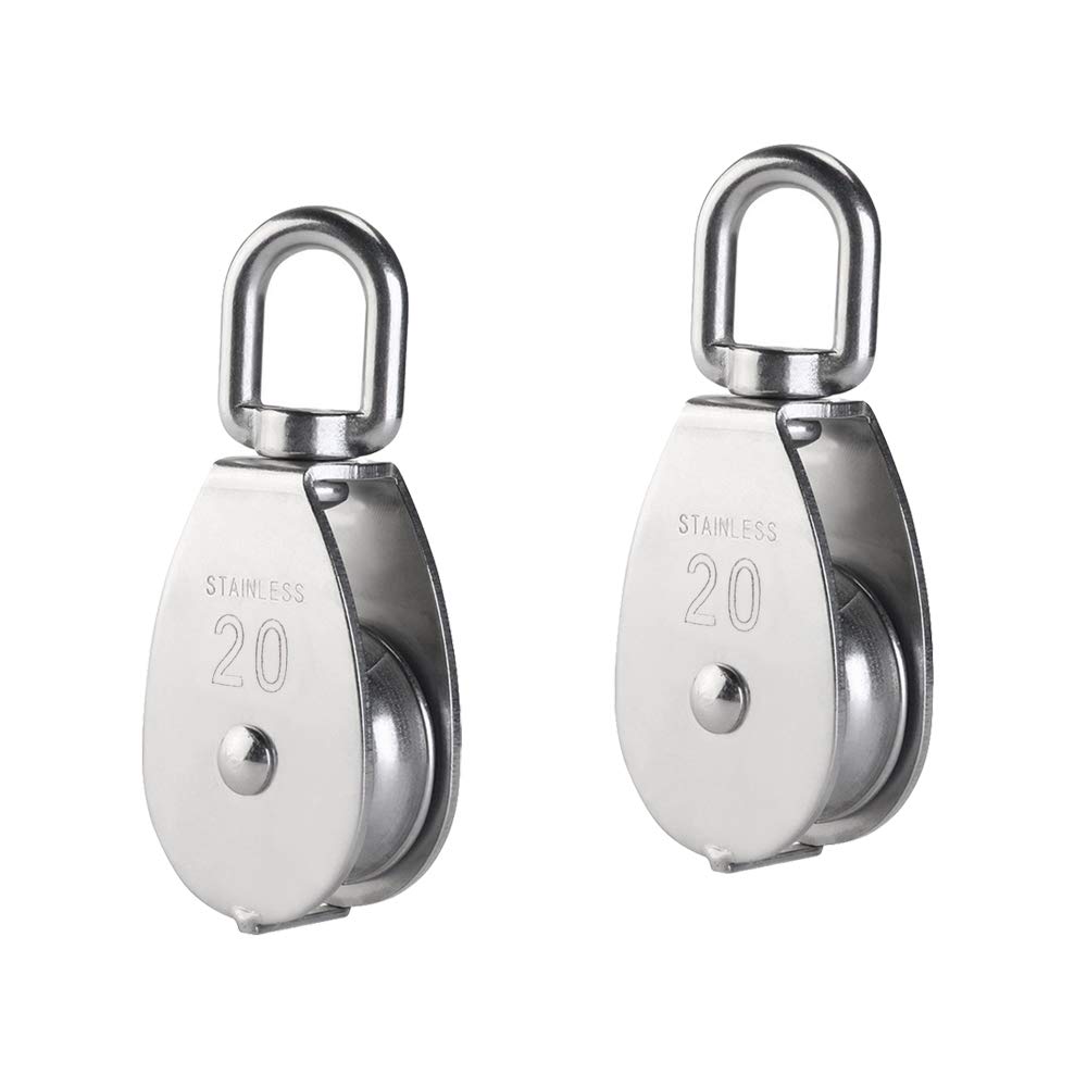 IMAGINE M20 single silver Pulleiys block 304 stainless steel single wheel wirerope traction trolley crane swivel hook loading pulley 75kg