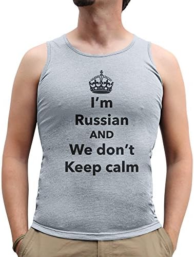 Nutees Mens I'm Russian And We Don't Keep Calm Funny Tank Top Vest - Sports Grey XX-Large