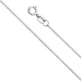 14k REAL White Gold Solid 0.6mm Box Link Chain Necklace with Spring Ring Clasp - 16"
