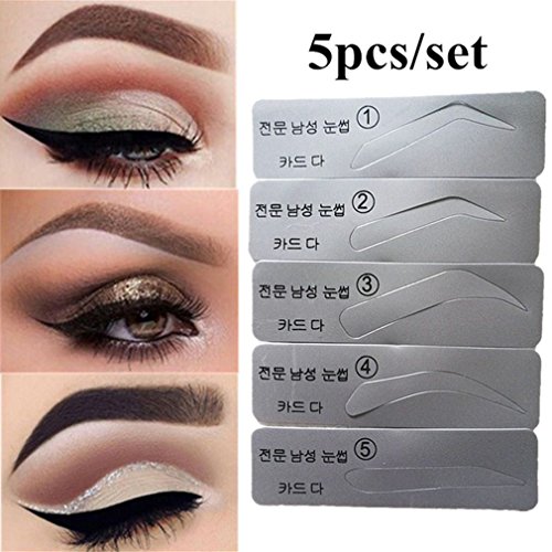 OrliverHL 5Pcs Eyebrow Stencils Reusable Eyebrow Drawing Guide Card Brow Template DIY Makeup Tools - Thumbnail 4