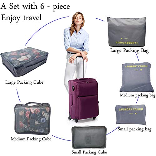M-jump 6 Set Travel Storage Bags Multi-functional Clothing Sorting Packages, Travel Packing Compression Pouche, Luggage Organizer Pouch (grey) - Thumbnail 2