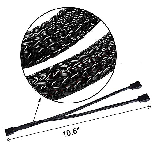 Winncon PWM Fan Splitter Cable 1 to 2 Converter, All Black Sleeved Case Fan Splitter Cable, Case Fan - //coolthings.us