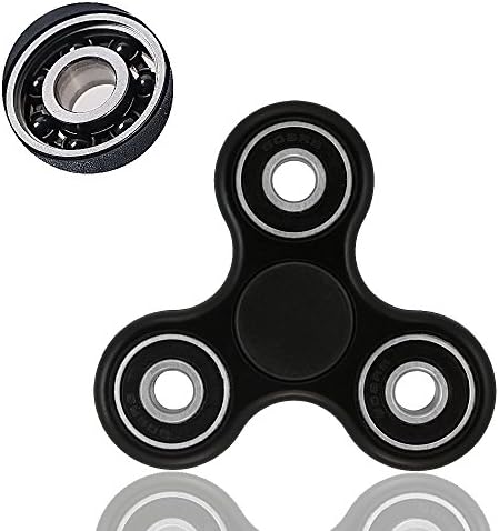 Acmys Tri-Spinner Fidget Toy Premium Quality 2 Minutes Spin! The 360 Spinner Helps Focusing [3D Figit], Hand Spinner Toy Stress Reducer EDC Focus Toy For Kid &amp; Adults, Ceramic Bearing (Black color)