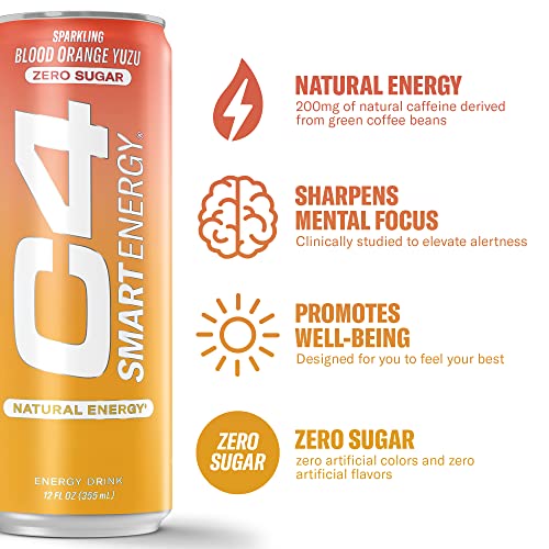 C4 Smart Energy Drink Sugar Free Performance Fuel & Nootropic Brain