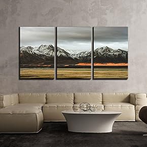 3 Piece Canvas Wall Art - Mountain Landscape - Modern Home Art Stretched and Framed Ready to Hang - 16"x24"x3 Panels