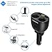 Cateck 1 to 2 Sockets Cigarette Lighter Splitter & Dual USB Car Charger Adapter with Voltage LED Display-Compatible with iPhone, Samsung, iPad, Tablets, GPS, 12-24V Voltage, Suitable for Various Cars