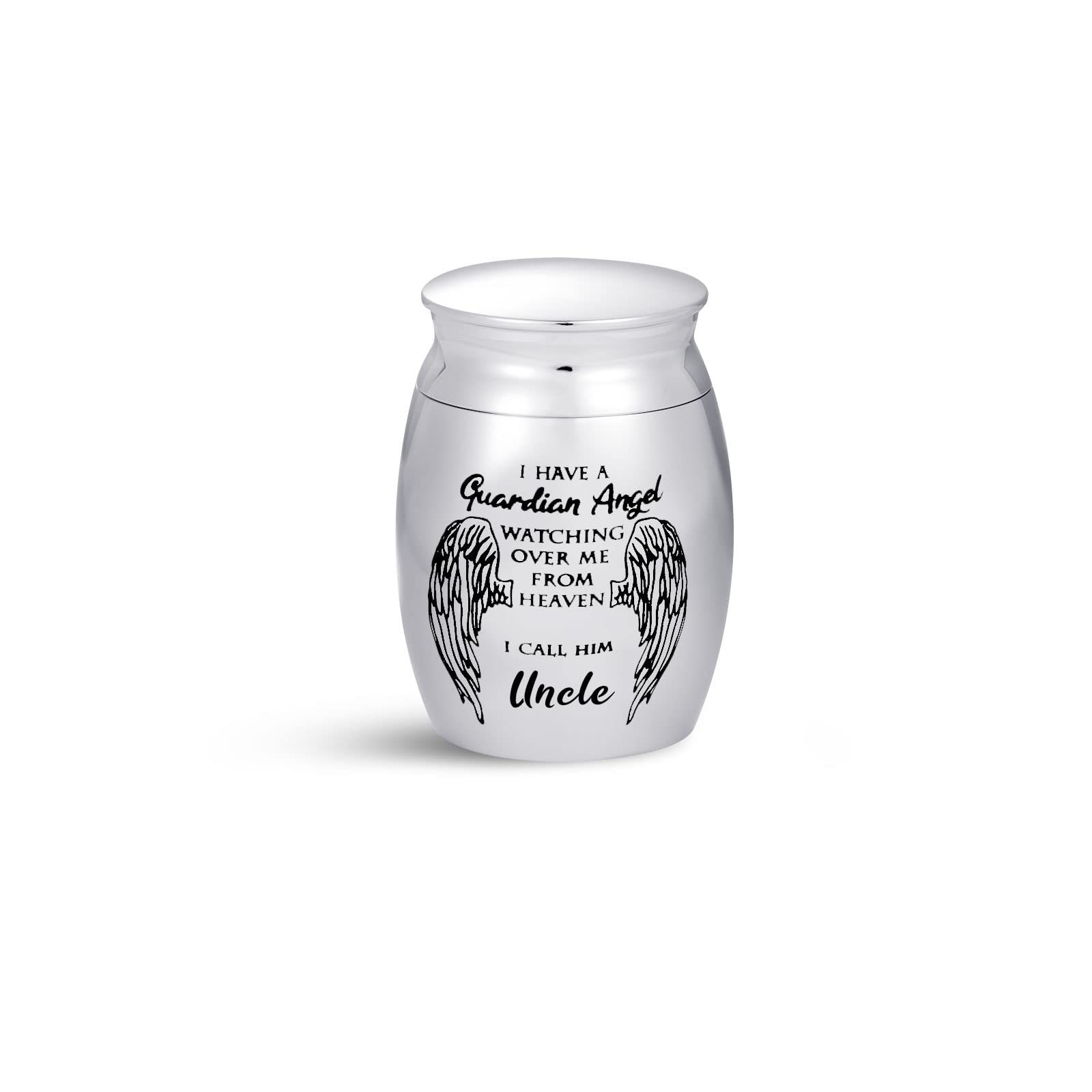 SBI Jewelry Uncle Small Cremation Urn for Human Ashes Guardian Angel 1.6" Brother Family Love Ash Memorial Keepsake Holder Stainless Steel