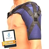 Shoulder Brace With Pressure Straps - Breathable Neoprene, Adjustable Support Sleeve, Compression Bands For Rotator Cuff, Frozen Shoulder Pain, Dislocated AC Joint, Labrum Tear by SimplioStore + eBook