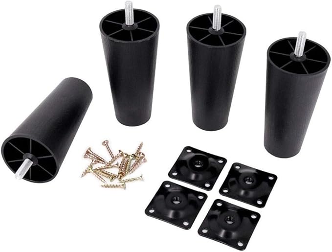 4pcs M8 X 25mm Plastic Furniture Legs, Plastic Round Tapered Table