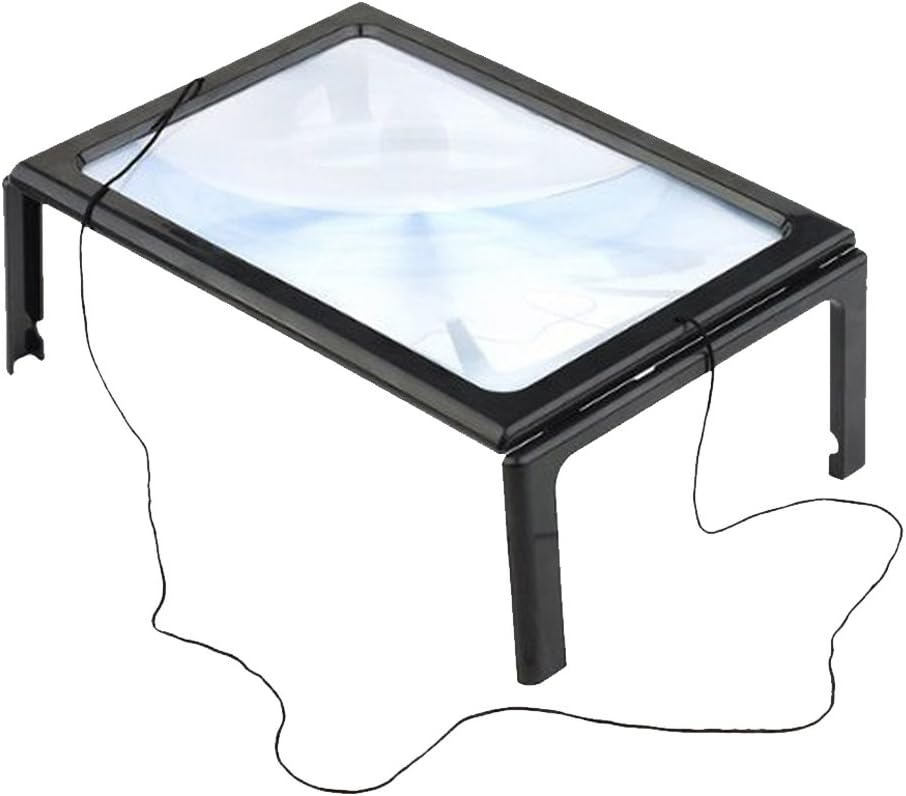 JJ PRIME Giant Extra Large Hands Free Battery Powered Magnifying Glass with 4 Light LED