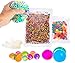 SENSORY WATER BEADS PACK + STRESS BALL FOR KIDS [20,000 Small/100 Large/6 Balloons] Squishy Water Gel Beads Pack for Sensory Kids - Best Tactile Sensory Toys for Kids with Autism ADHD & Sensory Needs