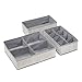 mDesign Soft Fabric Dresser Drawer and Closet Storage Organizer Bin Boxes for Lingerie, Bras, Socks, Leggings, Underwear, Jewelry, Scarves - Textured Print, Set of 3 - Gray