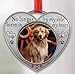 Pet Memory Heart Shaped Photo Ornament - No Longer by My Side Forever in My Heart - Engraved and Jeweled Keepsake for Pet Loss - Gift/Storage Bag Included