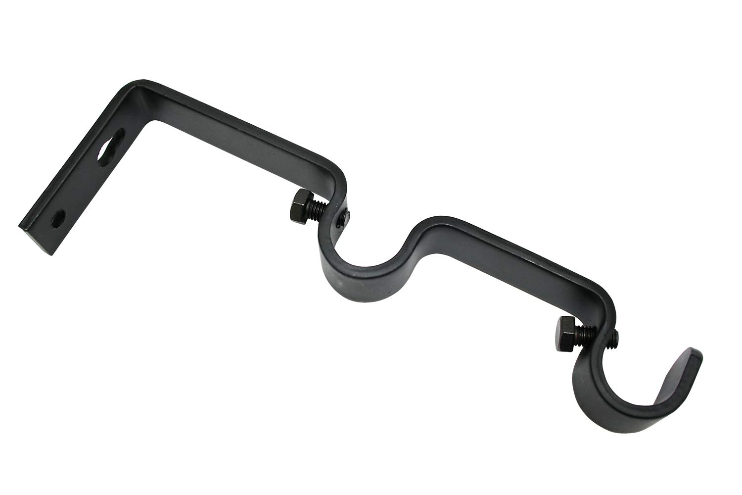 Gardinia Double holder for curtain rods with Ø 16 mm, 7/7 cm, (14 cm from the wall), incl. Mounting Material, Memphis Line, Metal, Matt Black, 2 units