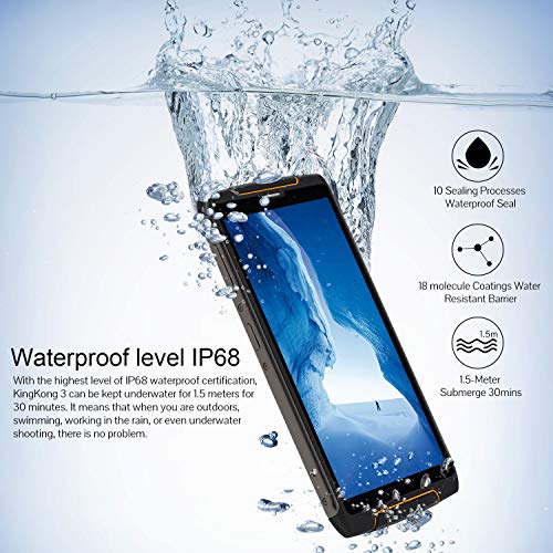 CUBOT King Kong 3, 4G Rugged Smartphone Unlocked, IP68 Waterproof, 5.5 Inch HD+, 6000mAh, 9V/2A Fast Charge, 4GB+64GB, Dual 4G LTE, Android 8.1, 13MP+16MP Triple Cameras, NFC, OTG, Fingerprint, GPS