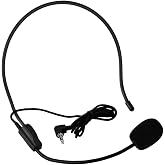 Bewinner Mini 3.5mm Head-Mounted Wired Microphone Condenser MIC for Voice Amplifier Speaker Compatible with Phone, pad, Android &amp; Smartphones and Tablet