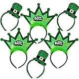 6 Pack St Patrick’s Day Headbands Green Sequin Leprechaun Hat and Irish Princess Head Boppers Party Costume Supplies Accessories Decorations by Gift Boutique