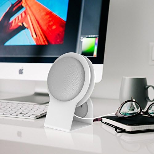 White Acrylic Wall Cabinet Mount Holder Stand Desk Charger for Google Home Mini Round Speaker Accessories (White)