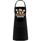 Hyzrz Funny Adjustable Aprons Baker Costume with Pocket Cook Grill BBQ Chef Apron Gifts for Fathers Mothers Day Birthday (The Grill Father, Black)