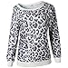 ECOWISH Women's Casual Leopard Print Pullover Long Sleeve Sweatshirts Top Blouse Gray XL