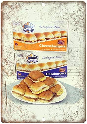 NNHK White Castle Cheeseburger Hamburger Ad Retro Look Metal Sign