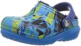 Crocs Kids' Classic Lined Graphic Clog, Ocean/Navy, 10 M US Toddler