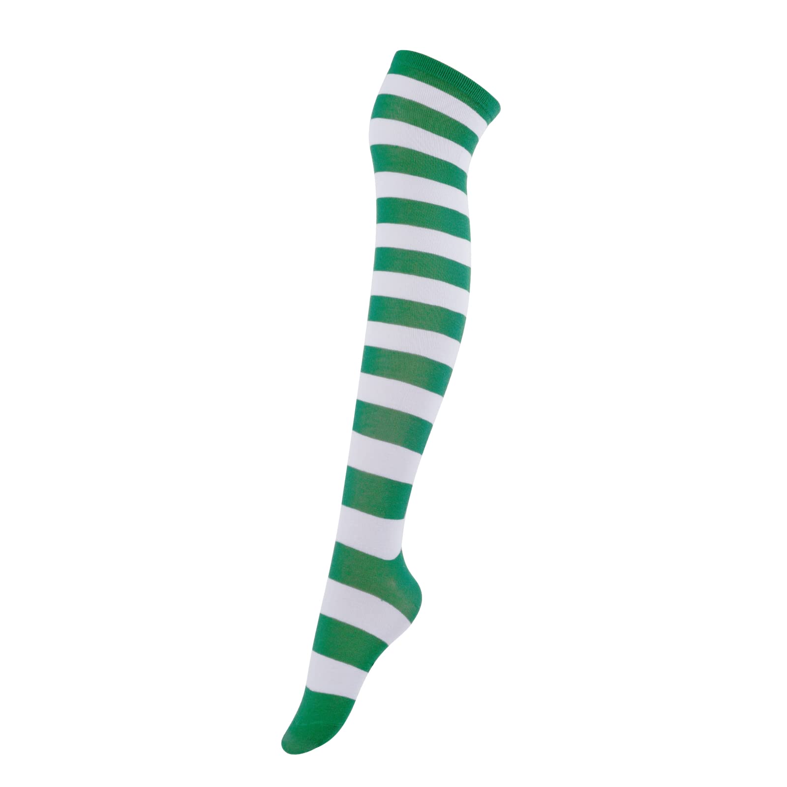 Photo 1 of Intgoodluckycc Striped Womens Over The Knee Socks, Thigh High Socks for Women, Long Knee High Stockings Leg Warmers (1 Pair - Green and White Stripes)