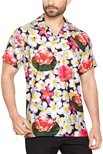 CLUB CUBANA Men's Regular Fit Classic Short Sleeve Casual Floral Hawaiian Shirt