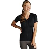 Tommie Copper Womens Short Sleeve V Neck Compression Shirt with Front Zipper – Posture Corrector Back & Shoulder Support