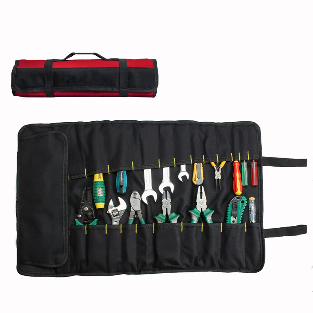 Lichi Portable Tool Bag, 38-Pocket Tool Roll Up Organiser - Red