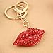 Bolbove Sexy Red Lip Shape Sparkling Charm Blingbling Keychain Crystal Rhinestone Pendant