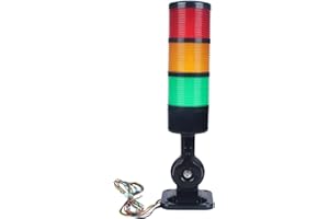 LUBAN Led Signal Tower Stack Lights, Industrial Signal Warning Lights, Column Tower Lamp with Rotatable Base, Steady/Flashing Switchable,12V 24V DC(3-Layer, no Buzzer) Black