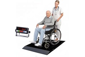 BizAutom Wheelchair Scale, Medical Floor Scale with Dual Ramp, Portable Heavy Duty Metal Platform, 1000lb Capacity & 0.1lb Accuracy for Home Use, Hospitals and Senior Care