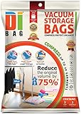 DIBAG - pack of 4 -2 Short Hanging Vacuum Storage Space Saver Bags 105 x 70 cm + 2 Large Travel Space Saver Bags (57x45) cm Without Suction.