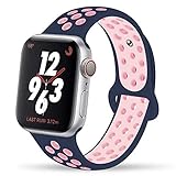 YC YANCH Greatou Compatible for Apple Watch Band 38mm,Soft Silicone Sport Band Replacement Wrist Strap Compatible for iWatch Apple Watch Series 3/2/1,Nike+,Sport,Edition,M/L,Lightpink Midnightblue