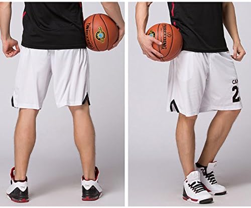 L-4XL Mesh Basketball Shorts with 2 Pockets, Camp Athletic Sport Pants Basketball Gym Fitness(White, 2XL)