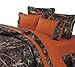 HiEnd Accents Oak Camo Lodge Bed Sheet Set, Full, Hunter Orange, 4 PC