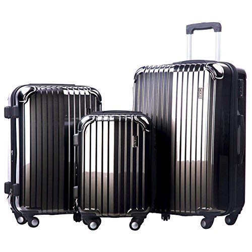 Merax Dreamy ABS+PC 3 Piece Expandable Luggage Set with TSA Lock (Gray)