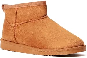 FabKids Girls Winter Mid Calf Snow Boots Warm Faux Fur Lined Non-Slip Shoes for Toddler Little Kid Big Kid