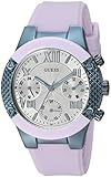 GUESS Women's Quartz Stainless Steel and Silicone Casual Watch, Color:Purple (Model: U0958L2)