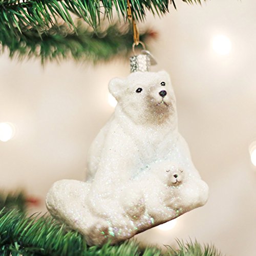 Old World Christmas Polar Bear with Cub Glass Blown Ornament