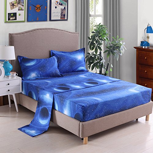 YOU SA3D Galaxy Starrying Night Bedding Set Microfiber Bed Sheets (Twin,02)